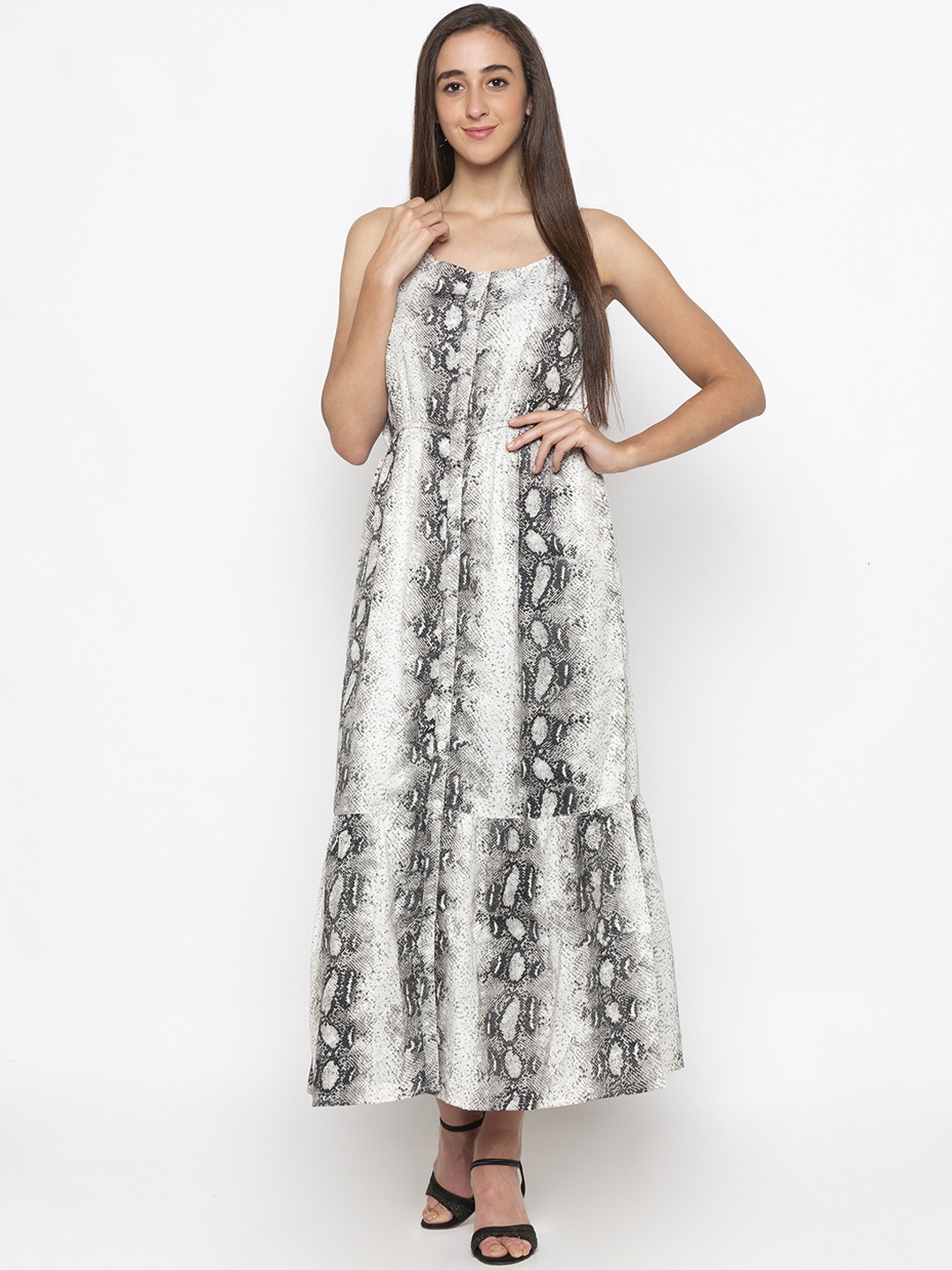 

Globus Women Black & Off-White Snakeskin Printed Maxi Dress