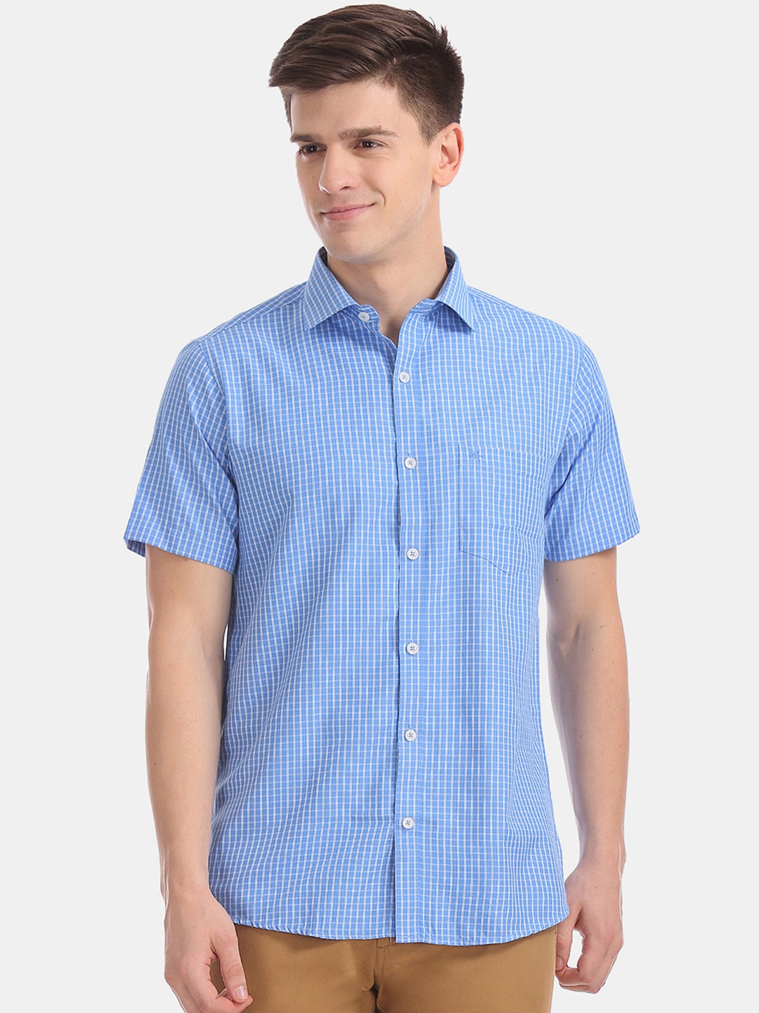 

Excalibur Men Blue Regular Fit Checked Casual Shirt