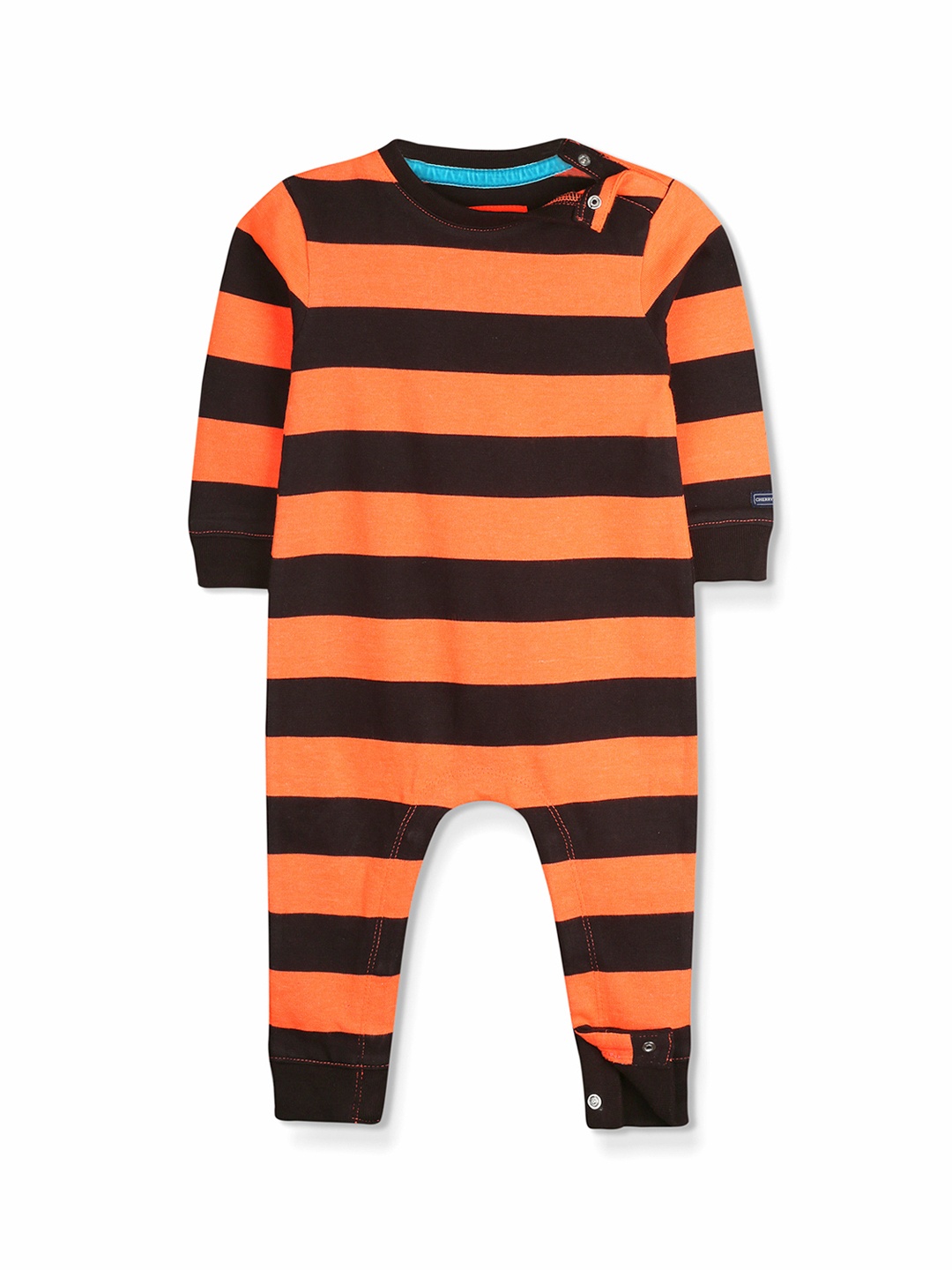 

Cherry Crumble Infants Orange & Black Striped Bodysuit