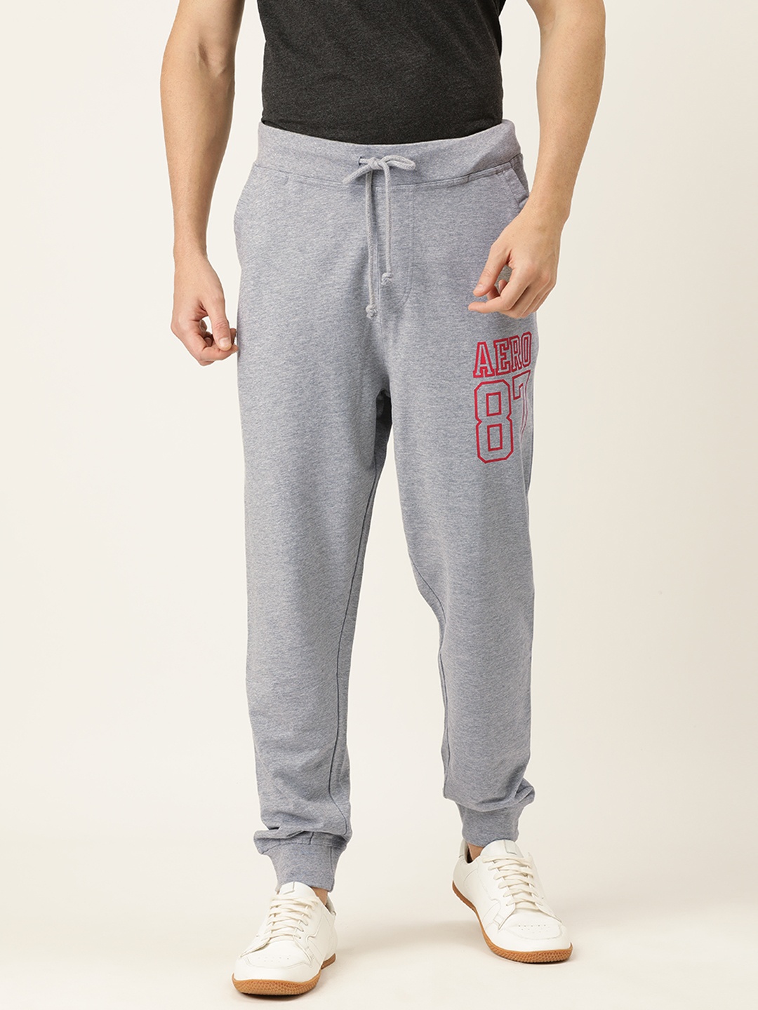 

Aeropostale Men's Grey Melange Solid Track Pants