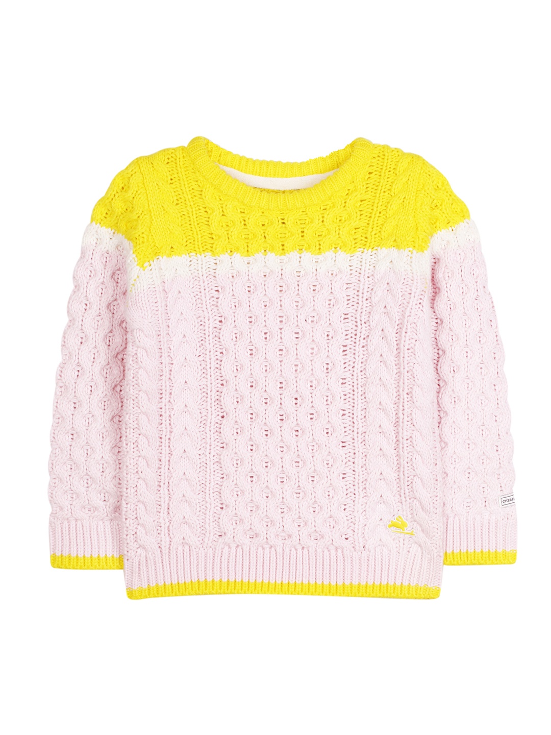 

Cherry Crumble Boys Pink & Yellow Colourblocked Pullover Sweater