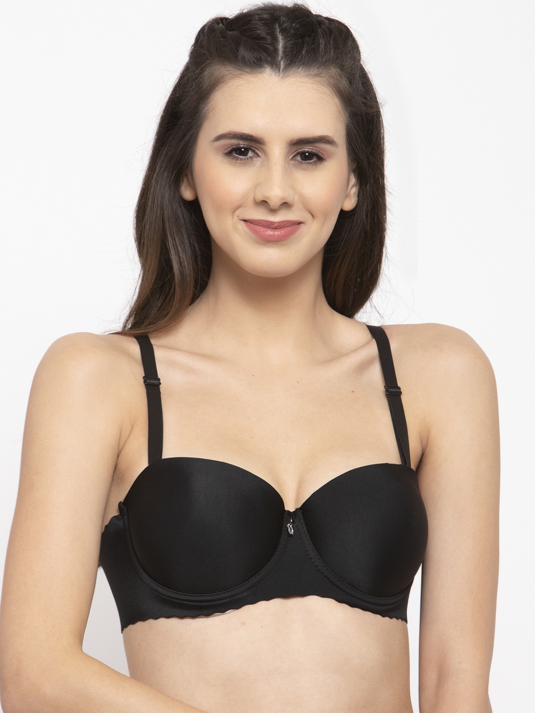 

PrettyCat Black Solid Underwired Lightly Padded Balconette Bra PC-BR-6008-BLK-30B