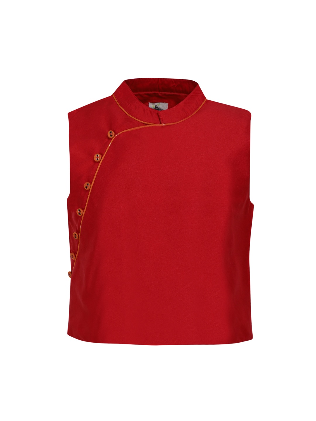 

A Little Fable Boys Red Solid Woven Kahani Waistcoat