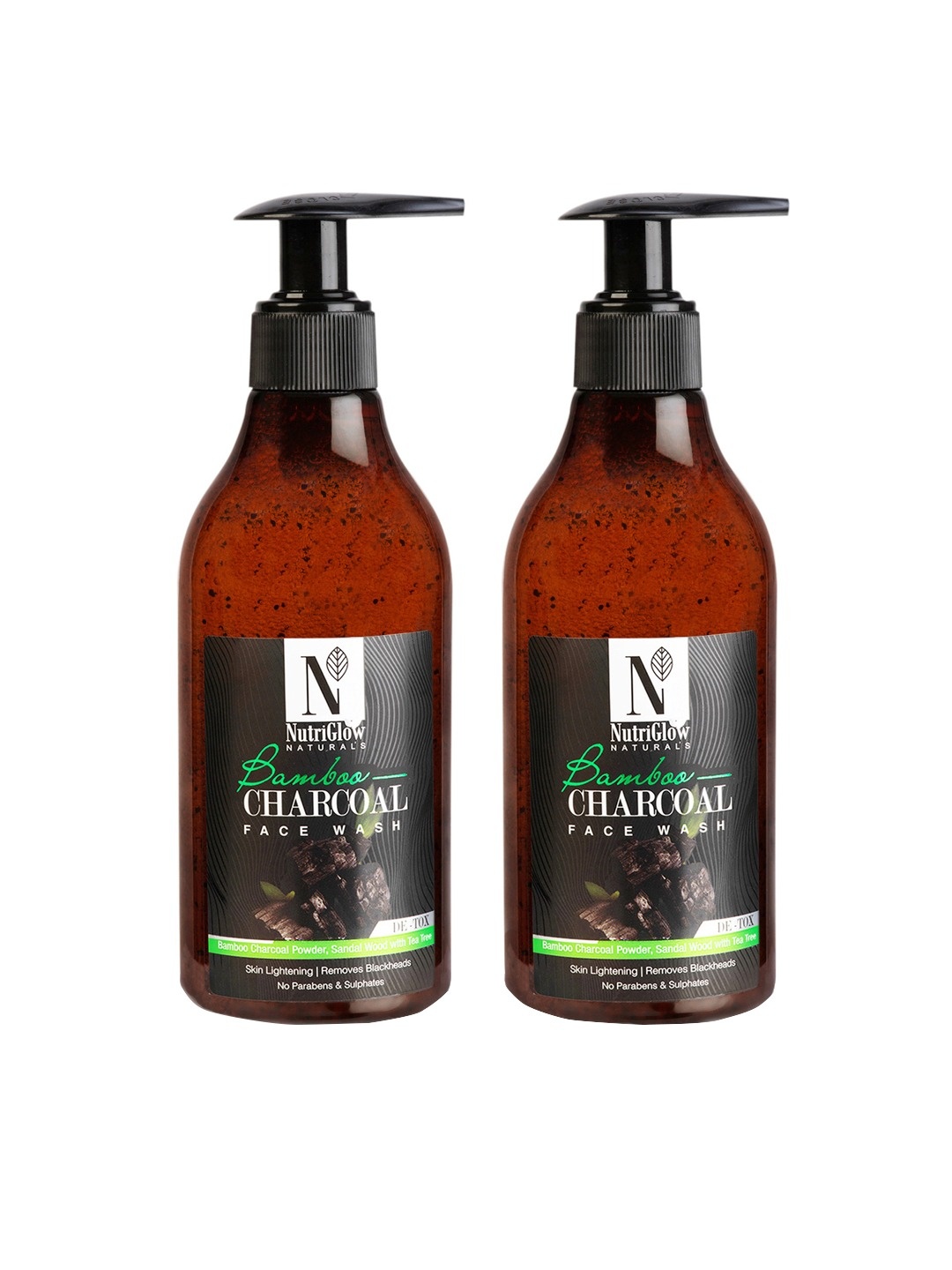 

NutriGlow Naturals Set of 2 Bamboo Charcoal Sustainable Face Wash 300 ml Each
