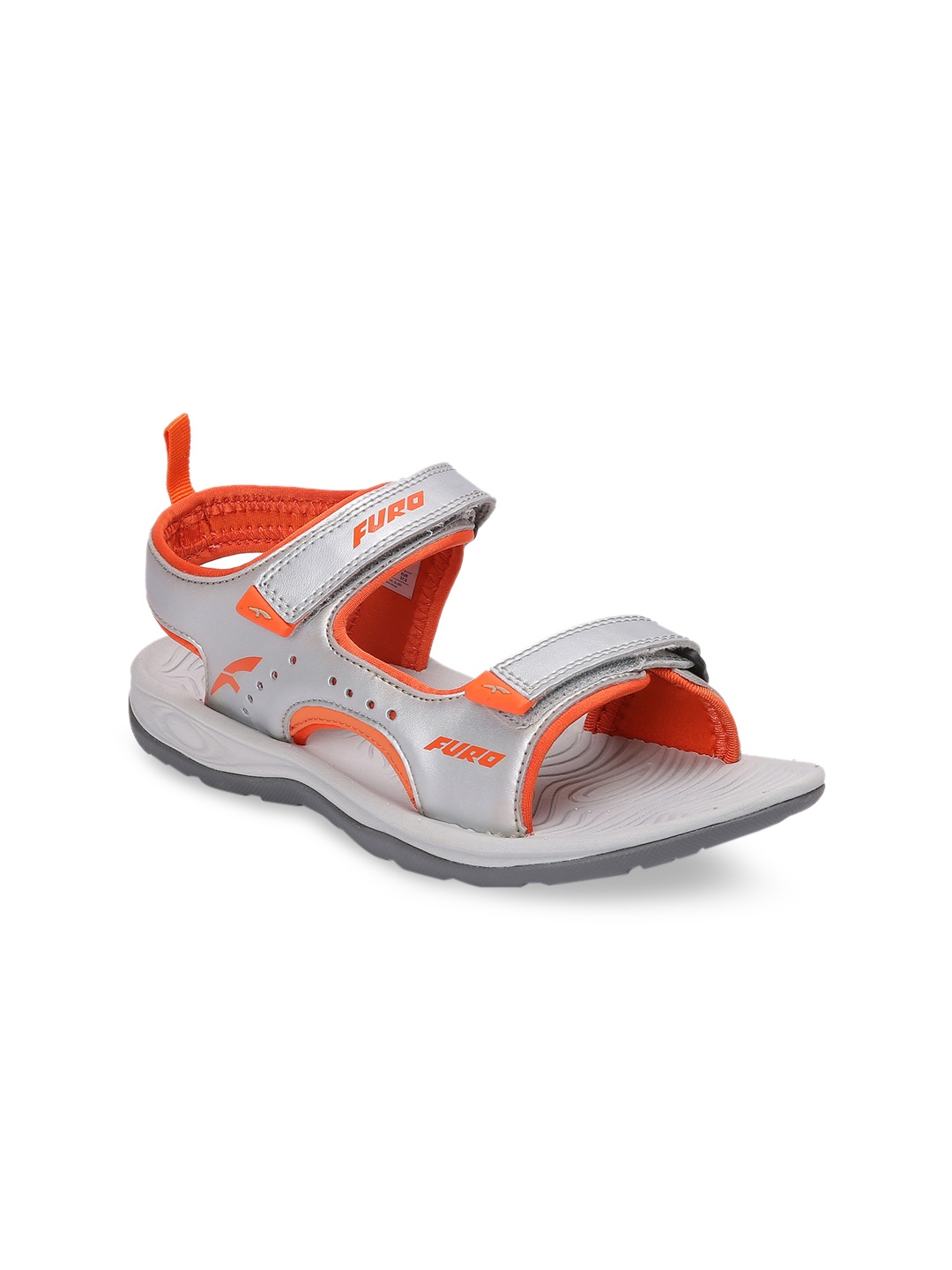 

FURO by Red Chief Women Silver-Toned & Orange Printed Sports Sandals