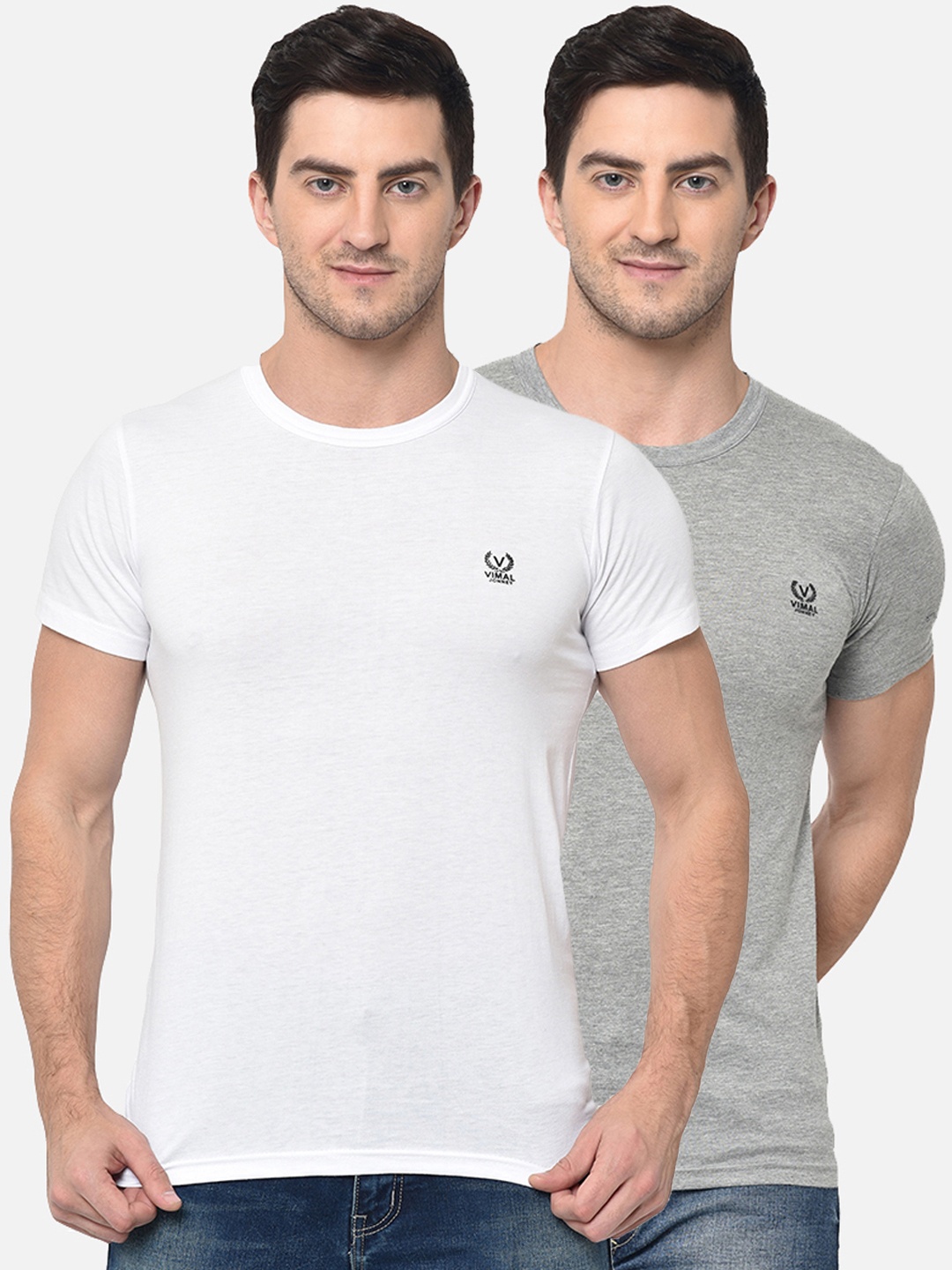 

MACK JONNEY Men Pack of 2 Solid Round Neck T-shirts, White
