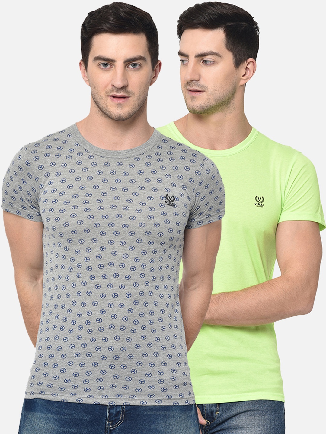 

MACK JONNEY Men Pack of 2 Round Neck T-shirt, Grey