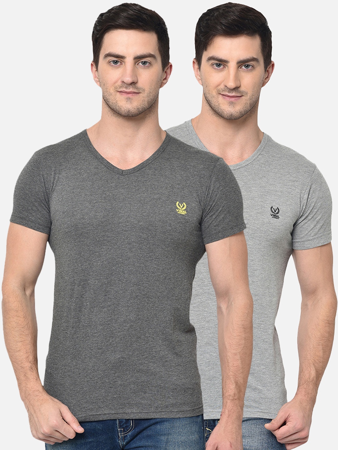 

VIMAL JONNEY Men Pack Of 2 V-Neck T-shirt, Multi