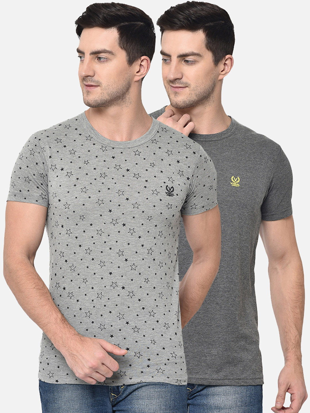 

MACK JONNEY Men Pack Of 2 T-shirts, Grey