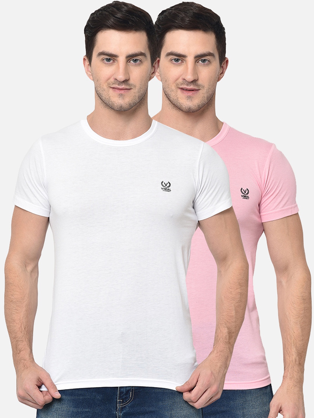 

VIMAL JONNEY Men Pack Of 2 T-shirts, Pink