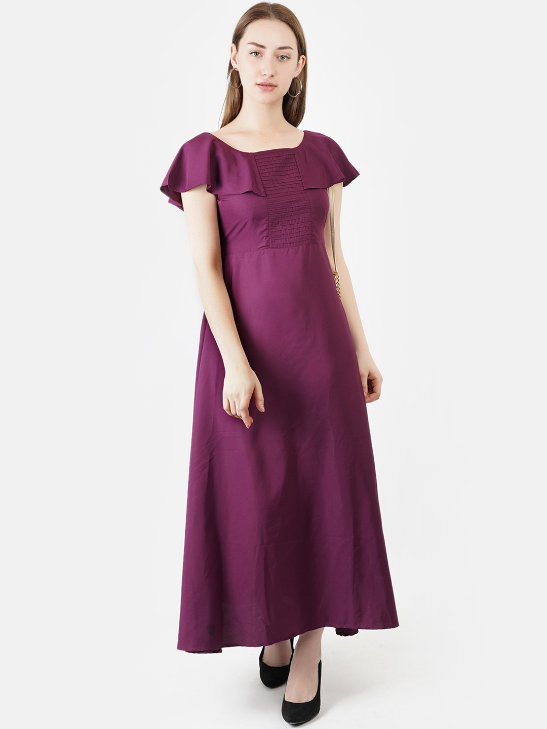 

Indietoga Women Purple Solid Maxi Dress