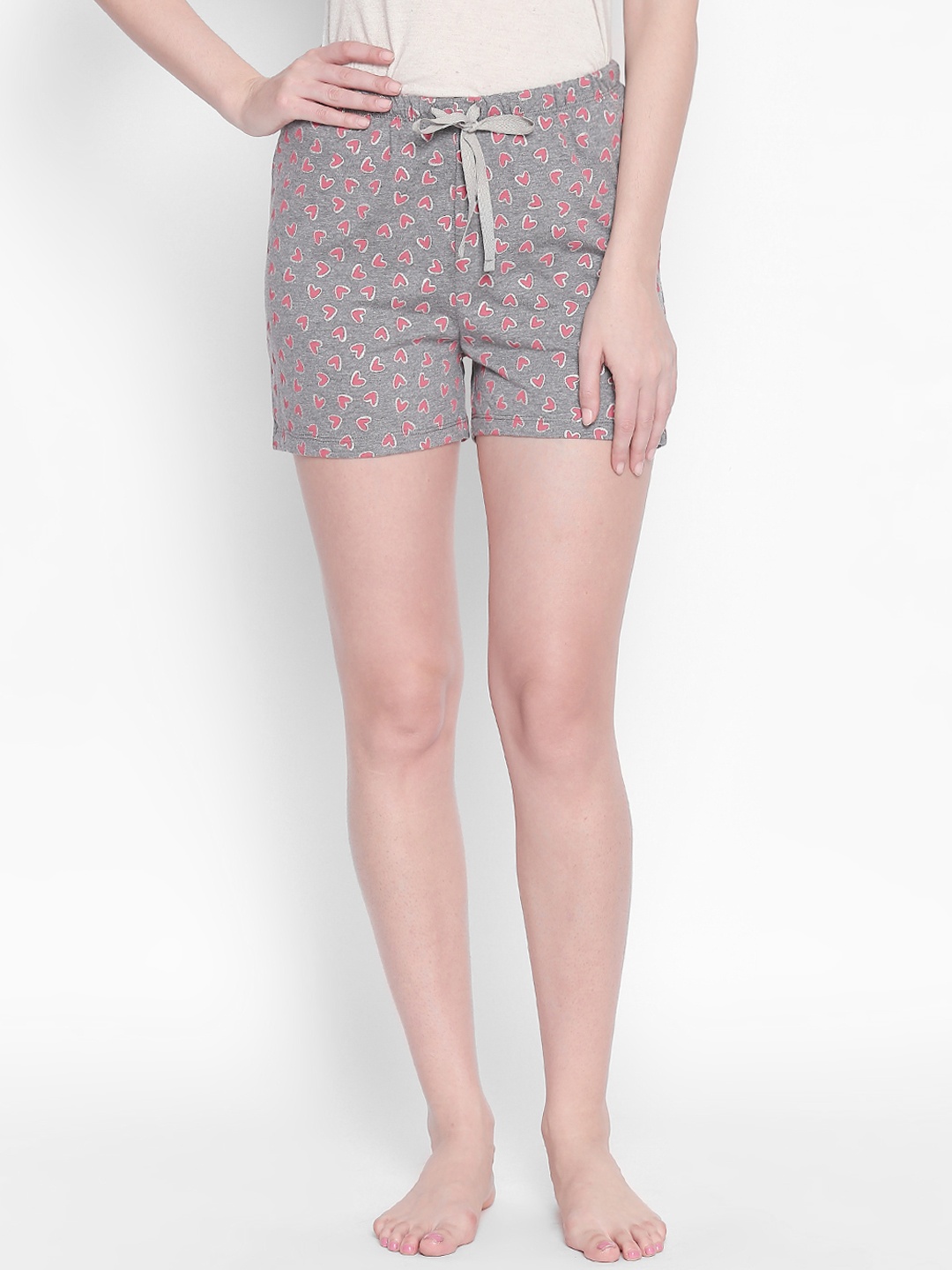 

Dreamz by Pantaloons Women Grey Melange Printed Lounge Shorts