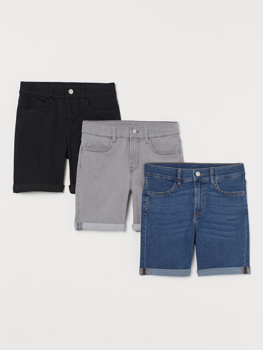 

H&M Boys 3 Pack Denim Shorts, Blue