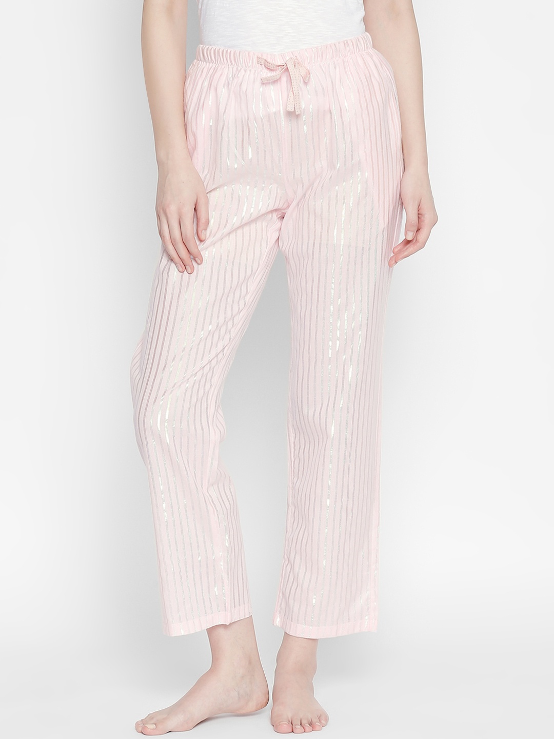 

Dreamz by Pantaloons Women Pink Striped Lounge Pants