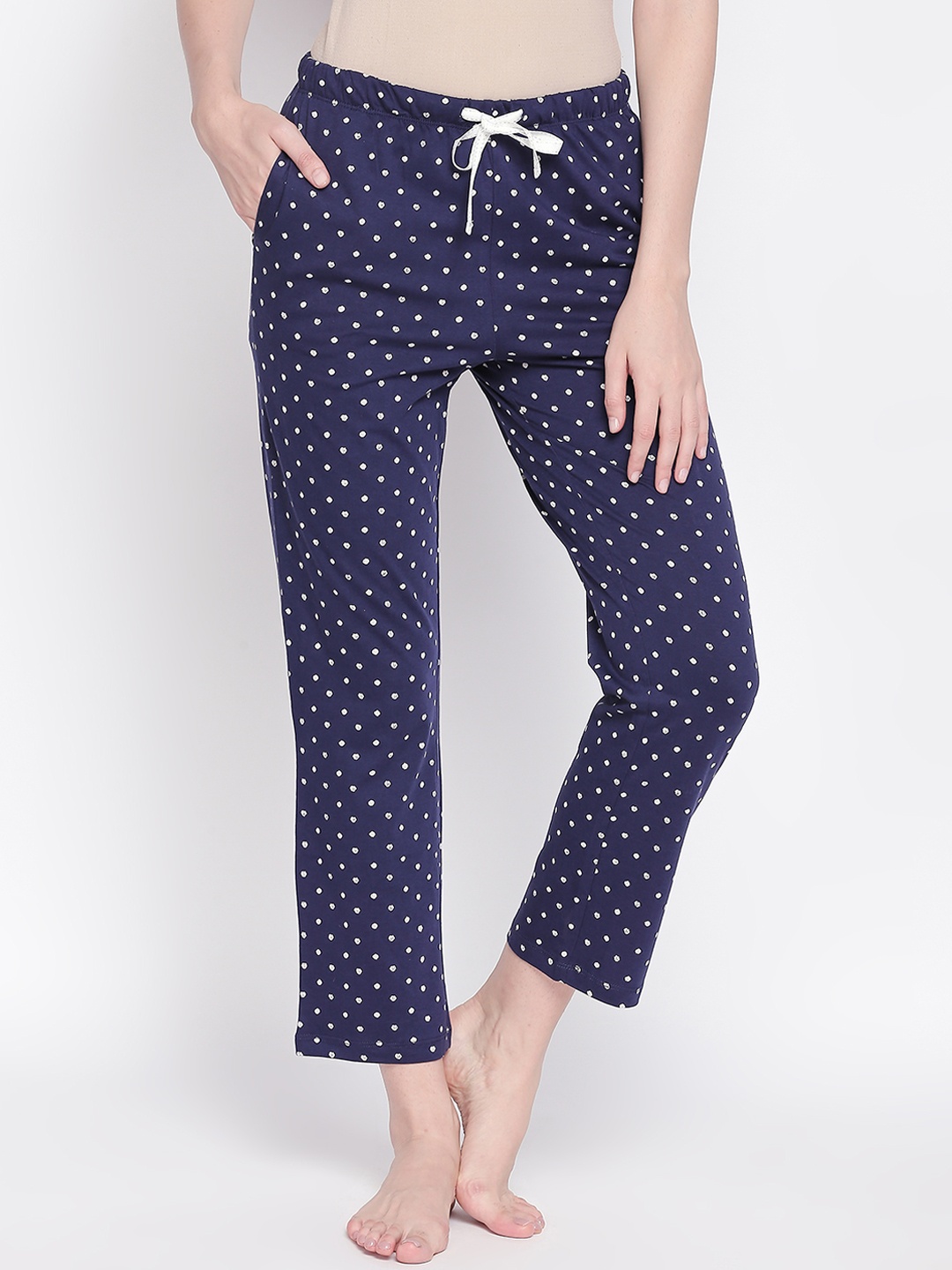 

Dreamz by Pantaloons Women Blue Printed Lounge Pant, Navy blue