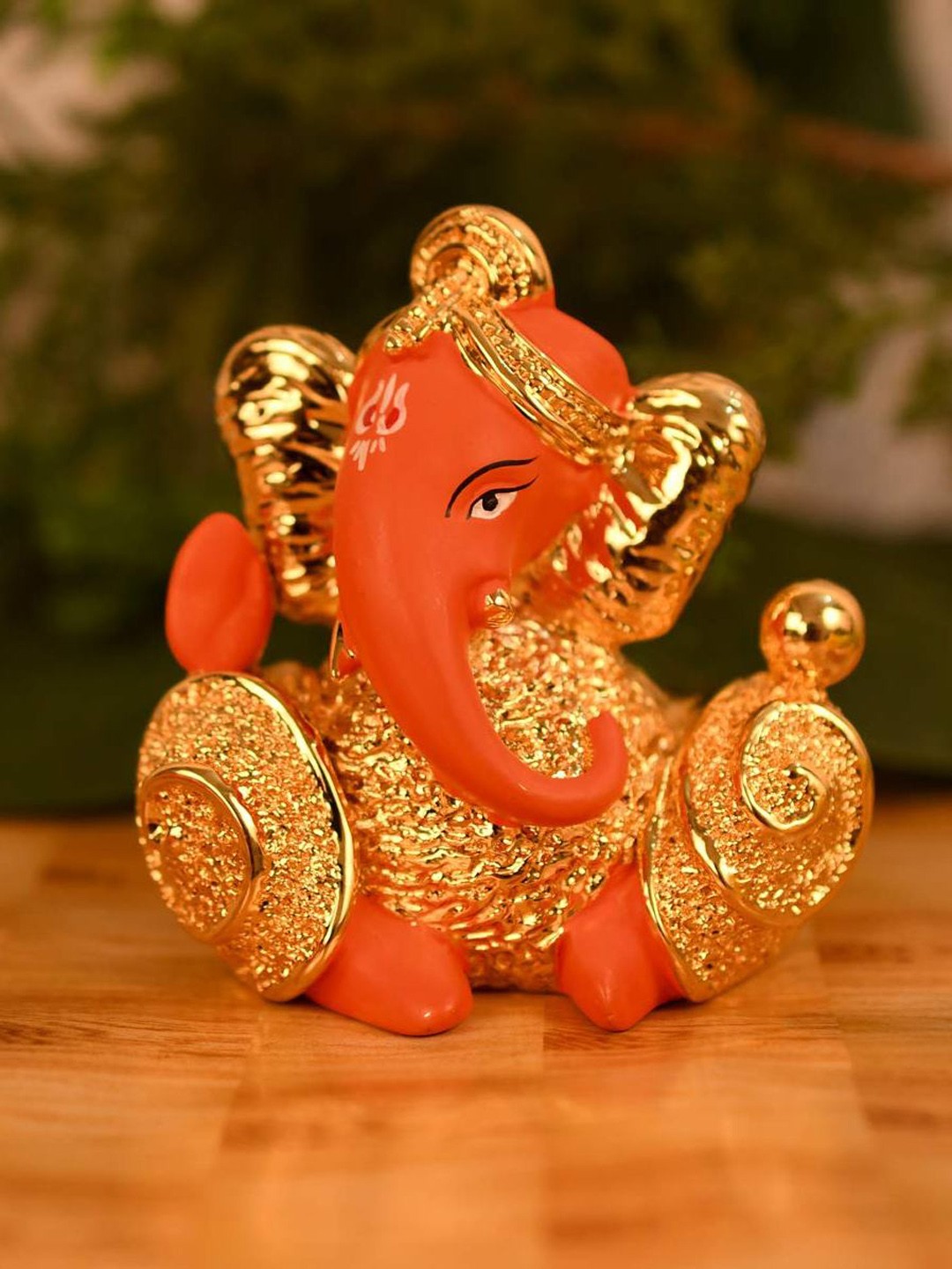 

CraftVatika Gold-Plated & Red Handcrafted Lord Ganesha Idol Showpiece