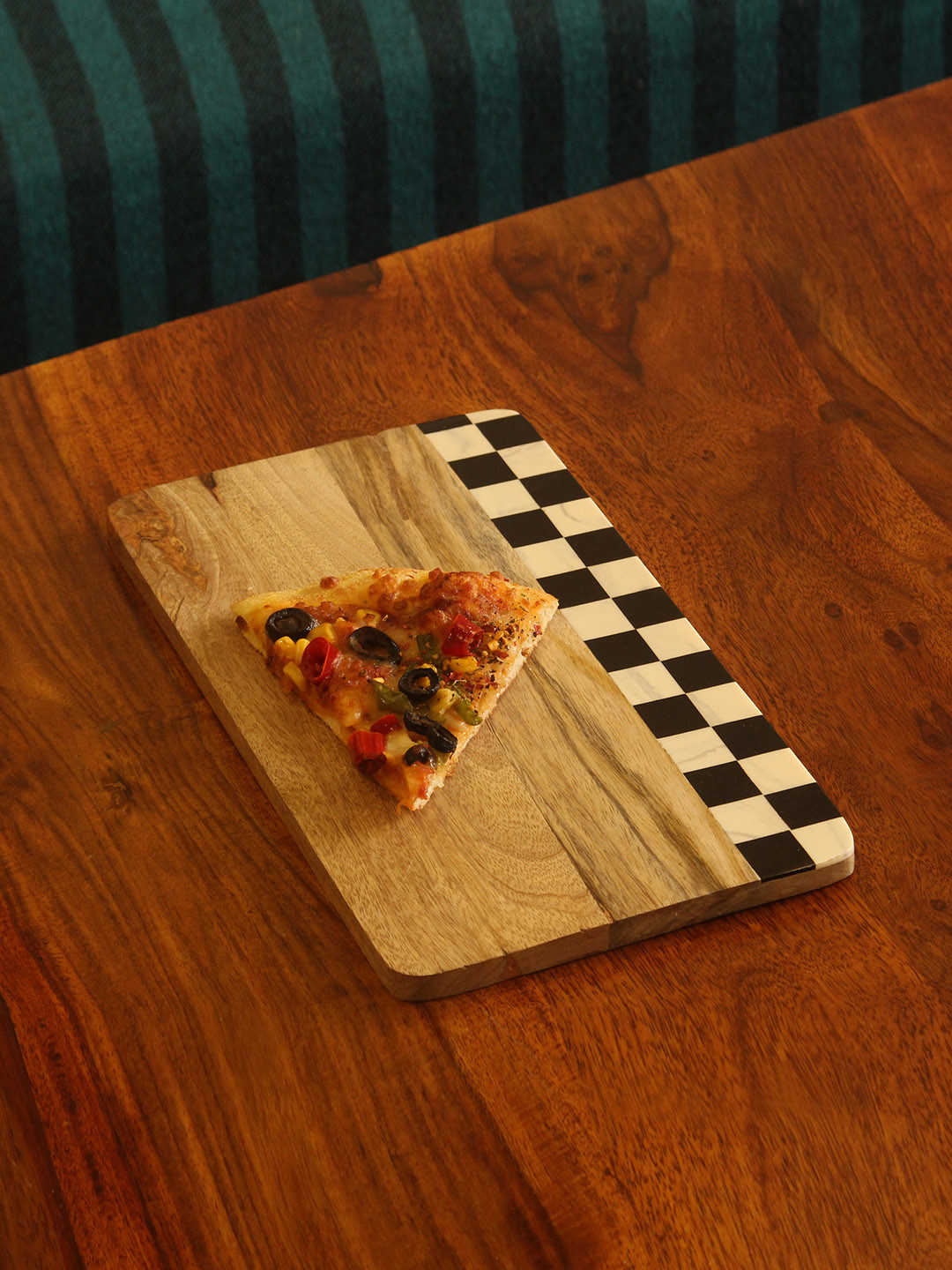 

RangRoots Brown Mango Wood & Resin Chess Serving Platter