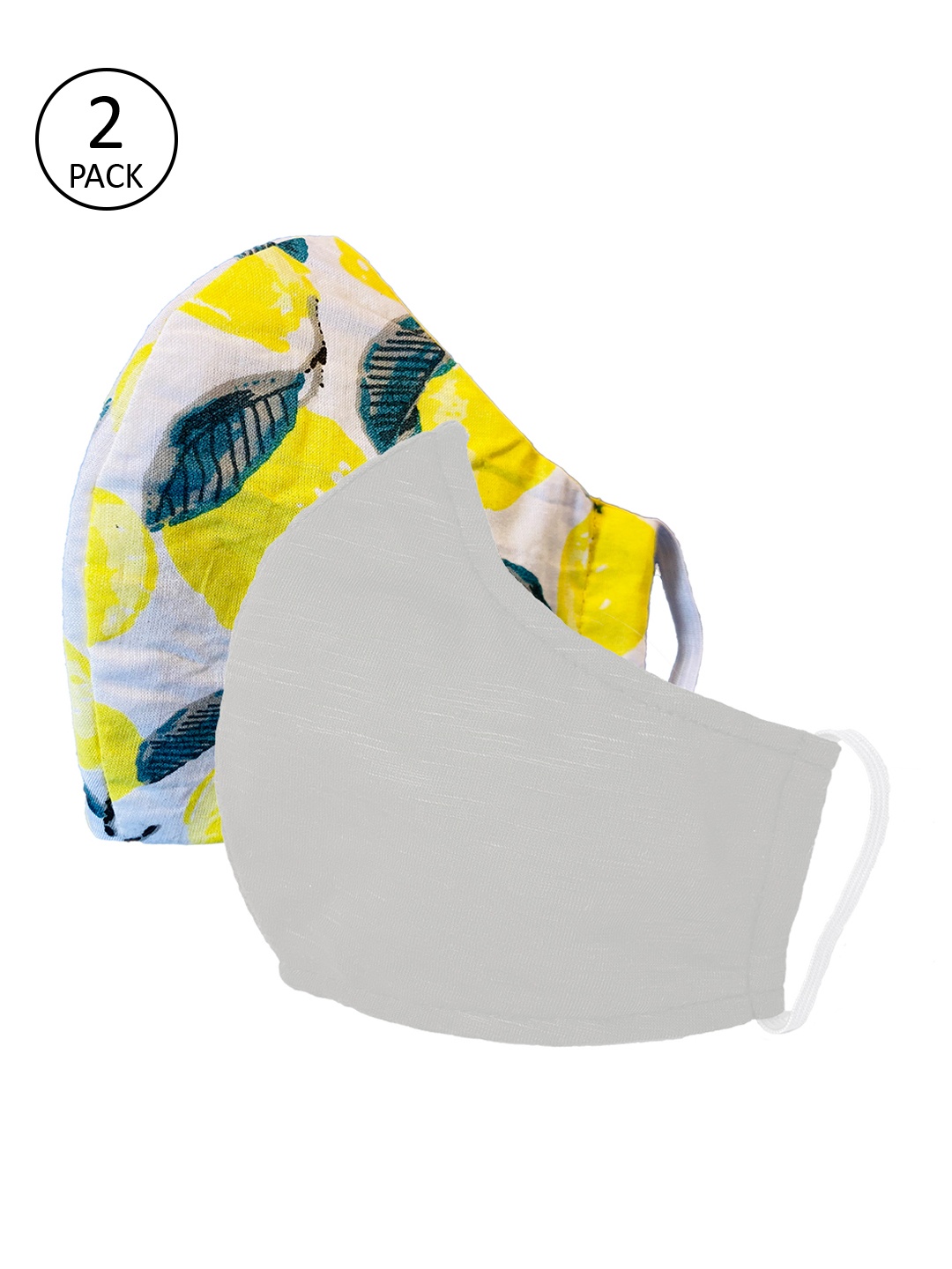 

Sera Unisex 2 Pcs Printed 3-Ply Reusable Outdoor Fabric Masks, White