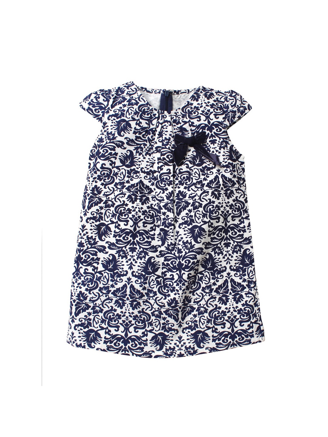 

Nino Bambino Girls Organic Cotton White & Navy Blue Printed A-Line Top
