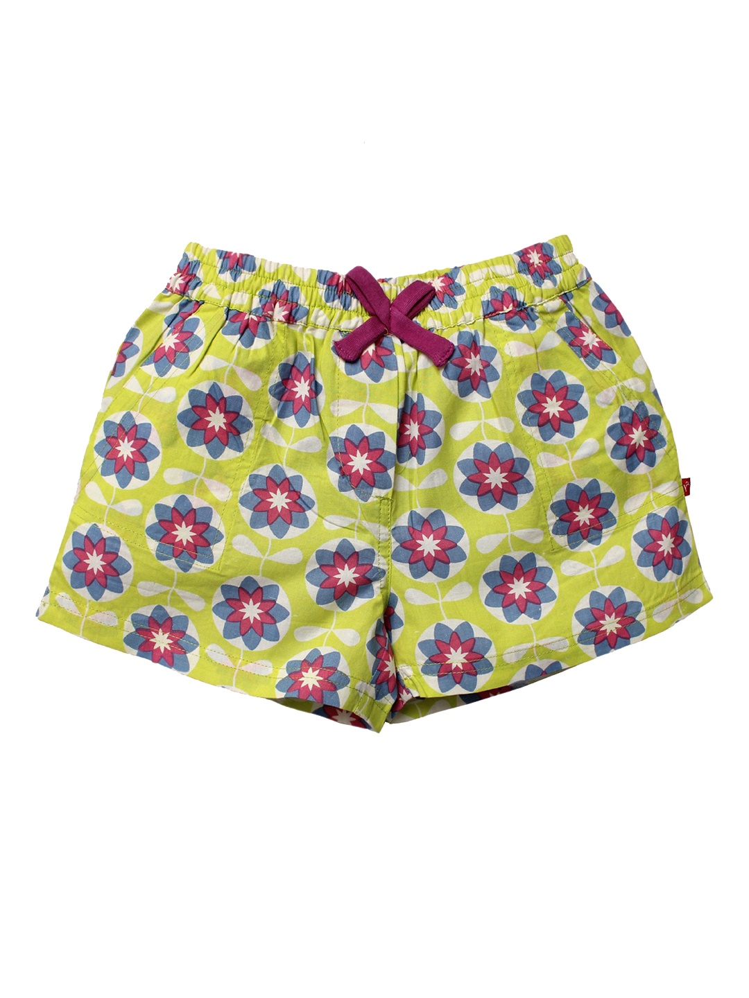 

Nino Bambino Girls Green & Blue Organic Cotton Printed Regular Fit Shorts