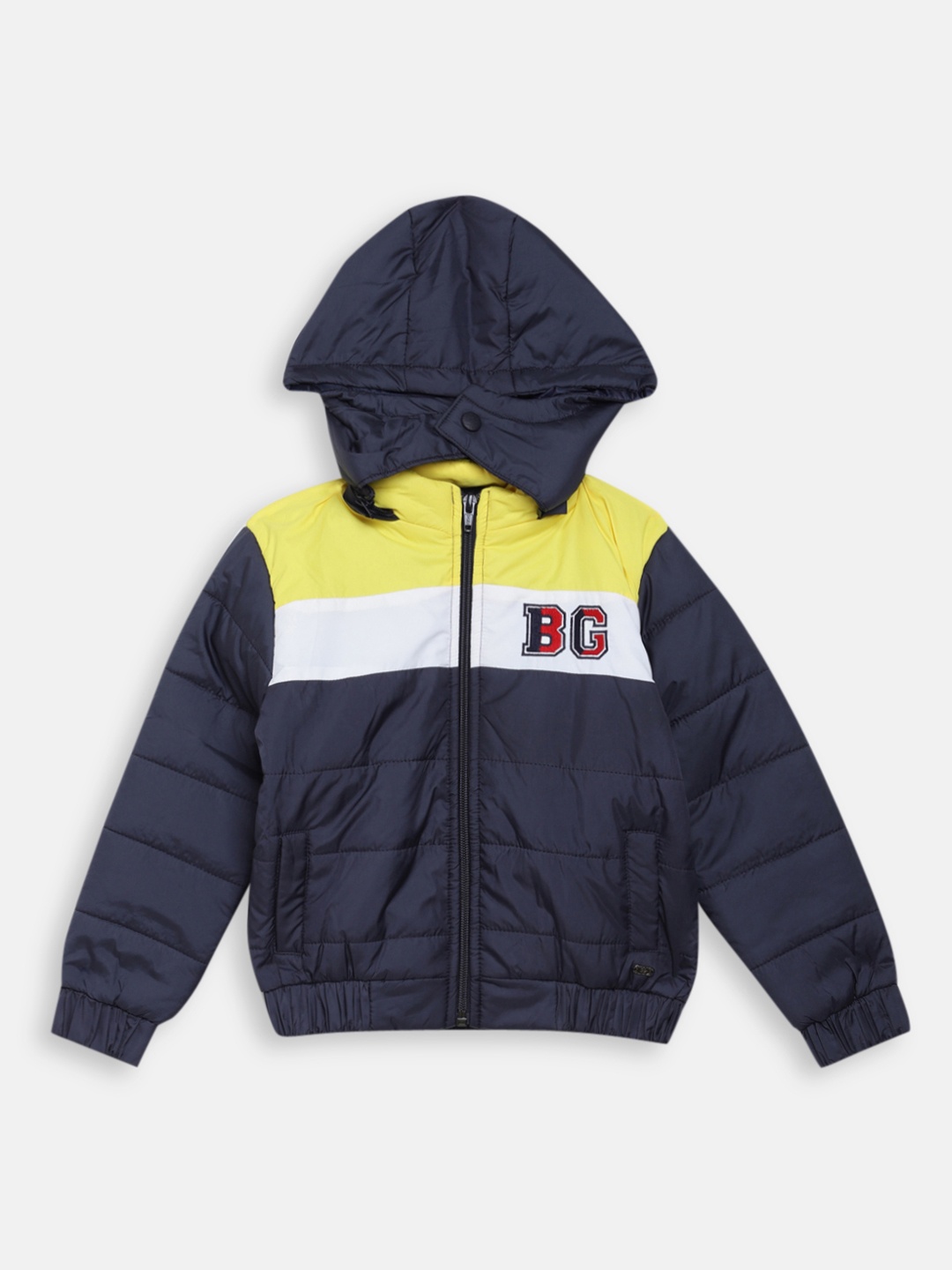 

Blue Giraffe Boys Navy Blue Colourblocked Padded Jacket