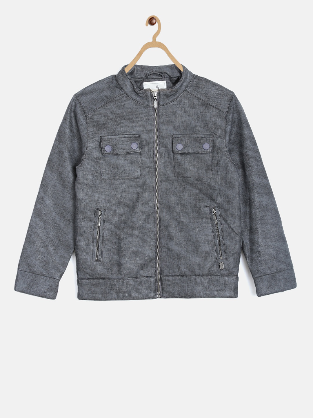 

Blue Giraffe Boys Charcoal Grey Solid Tailored Jacket