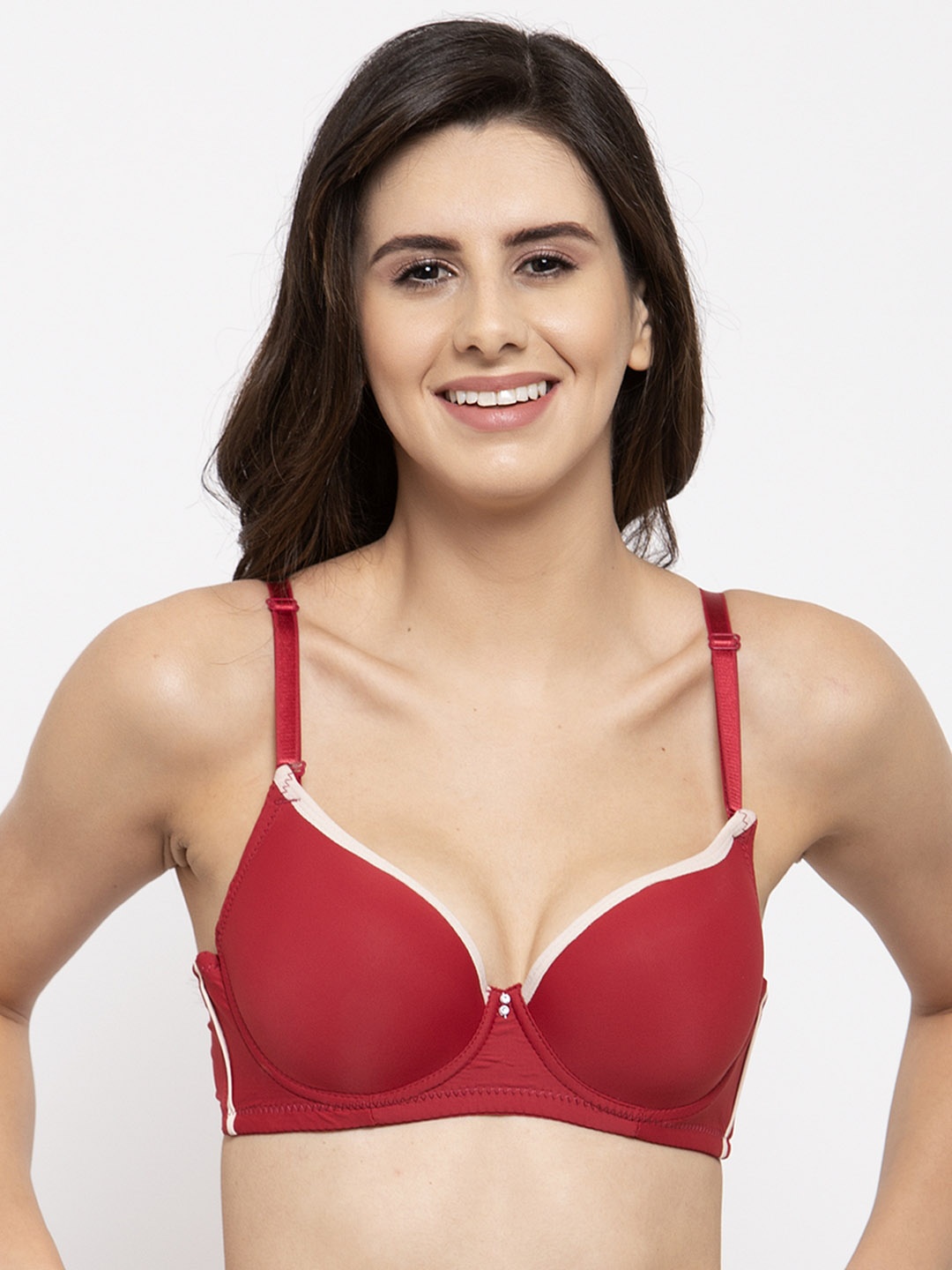 

Quttos Red Solid Underwired Lightly Padded T-shirt Bra QT-BR-40