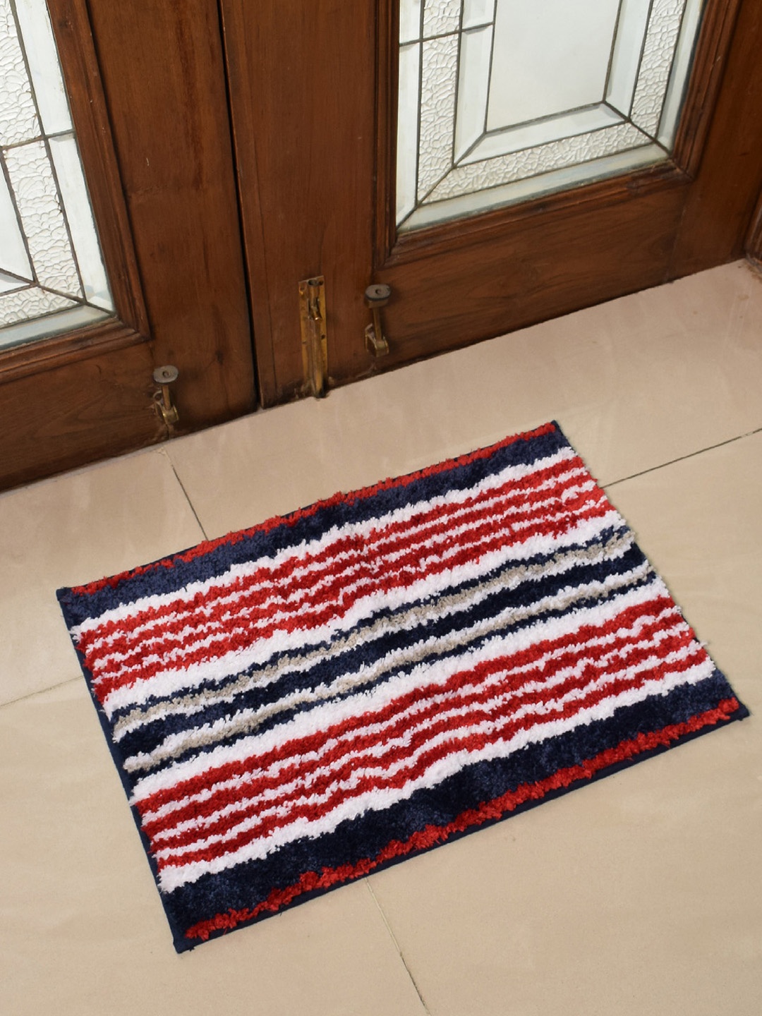 

Avira Home Red & Navy Blue Nautical Stripe Anti-Skid 2100 GSM Doormat