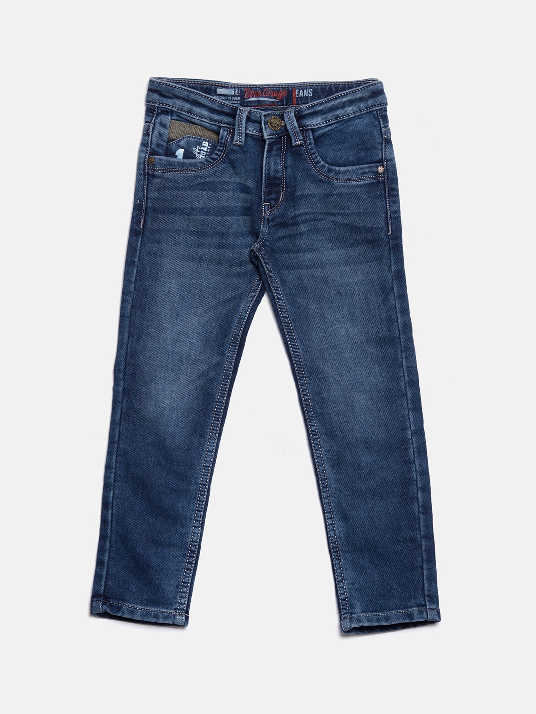

Blue Giraffe Boys Blue Regular Fit Mid-Rise Clean Look Stretchable Jeans