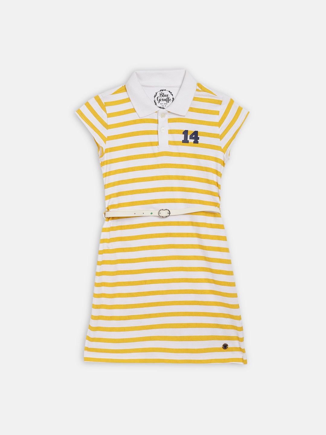 

Blue Giraffe Girls Yellow & White Striped T-shirt Dress