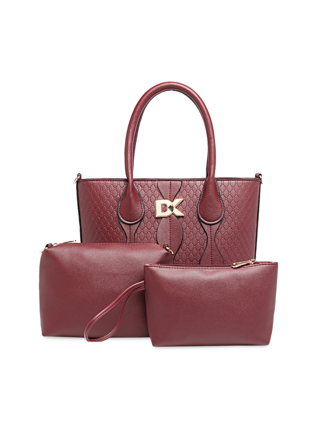 

Diana Korr Set of Maroon Textured Handheld Bag & Maroon Solid Sling Bag
