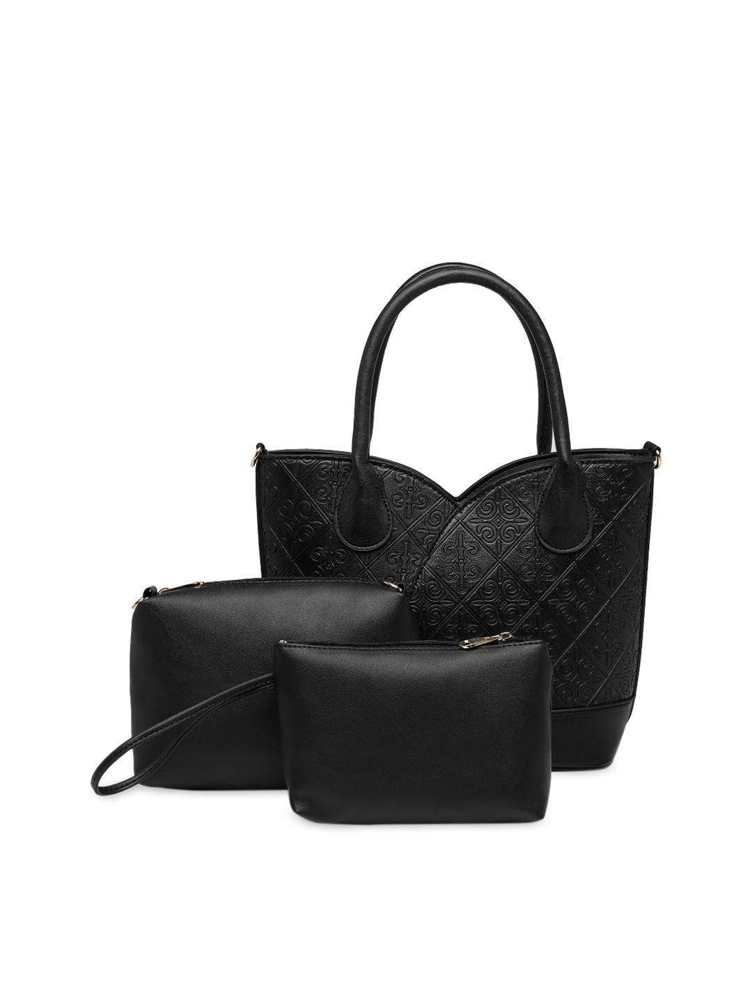

Diana Korr Set of Black Textured Handheld Bag & Black Solid Sling Bag