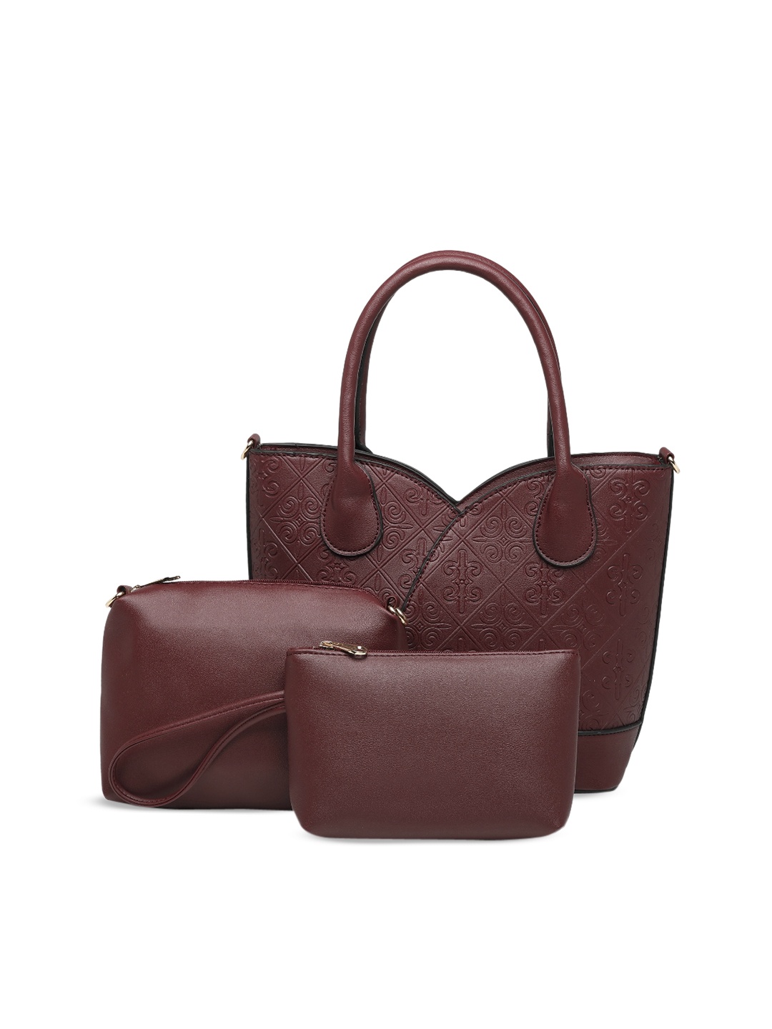 

Diana Korr Maroon Textured Handheld Bag