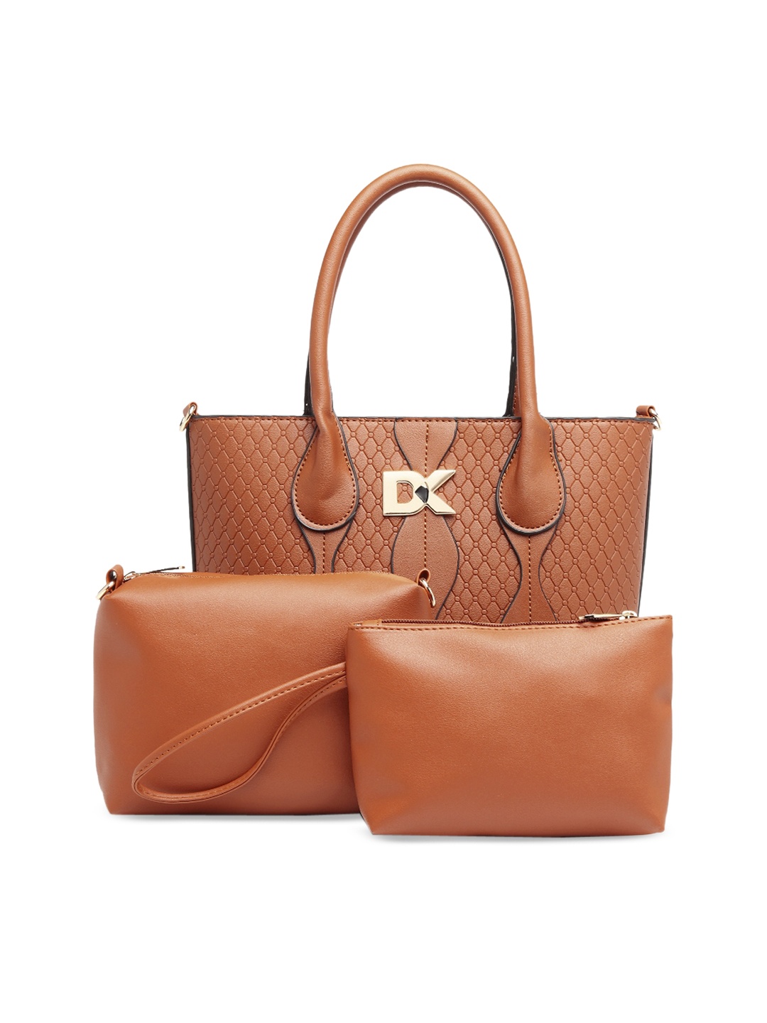 

Diana Korr Tan Brown Textured Handheld Bag