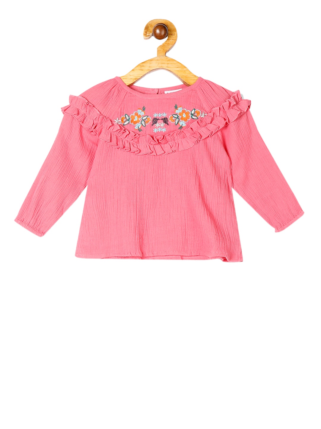 

Donuts Girls Pink Floral Print A-Line Pure Cotton Top