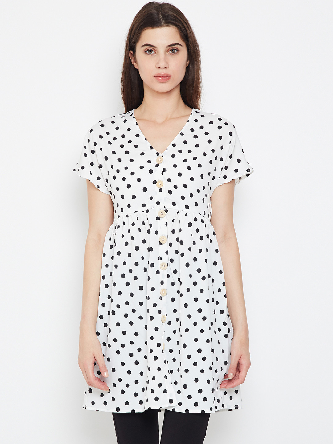

Oxolloxo Women White & Black Printed Tunic