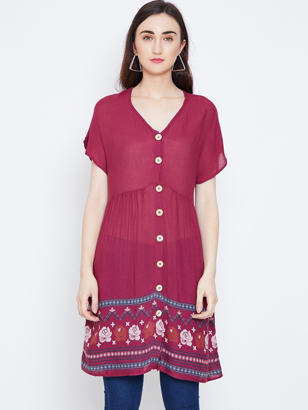 

Oxolloxo Women's Magenta & Blue Printed Tunic