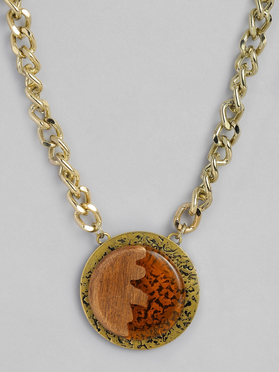 

Corsica Brown & Gold-Toned Circular Design Necklace