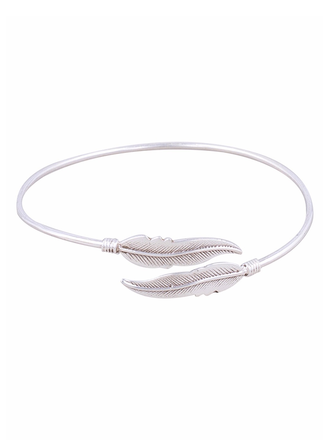

ahilya 92.5 Sterling Silver Oxidised Minimal leaves Cuff Bracelet