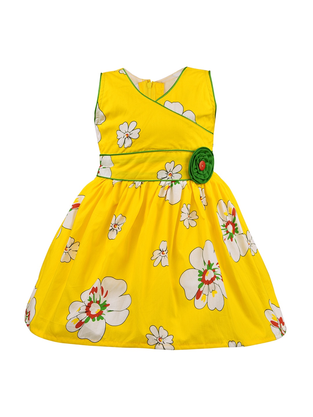 

Wish Karo Girls Yellow & White Floral Print Wrap Dress