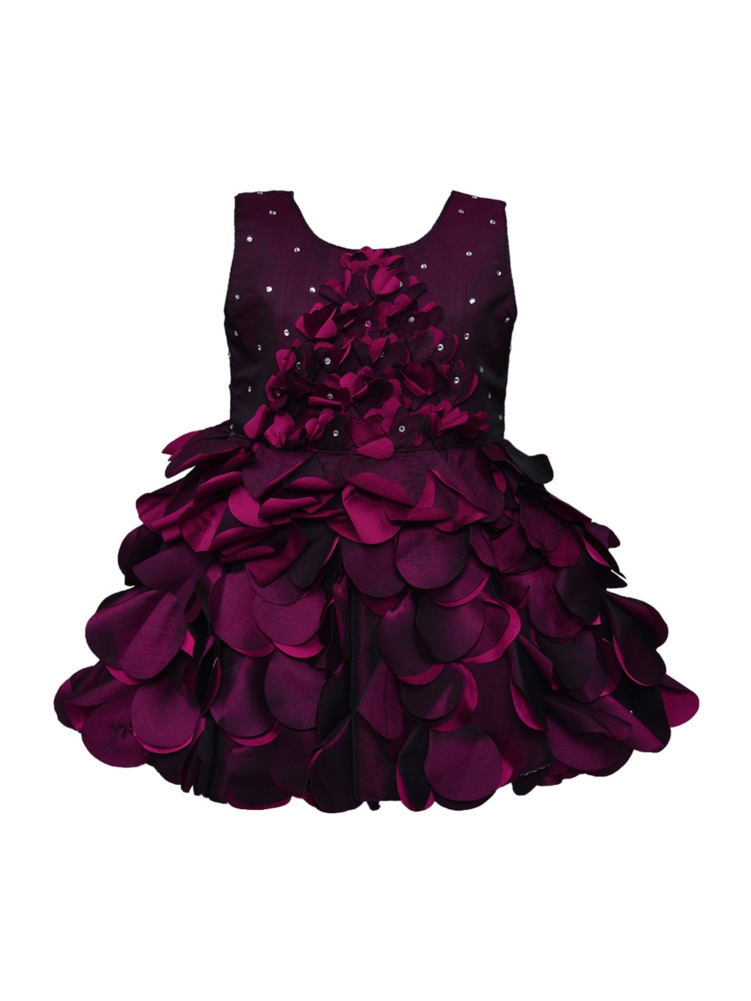

Wish Karo Girls Purple Embellished Ruffled Party Fit & Flare Dress