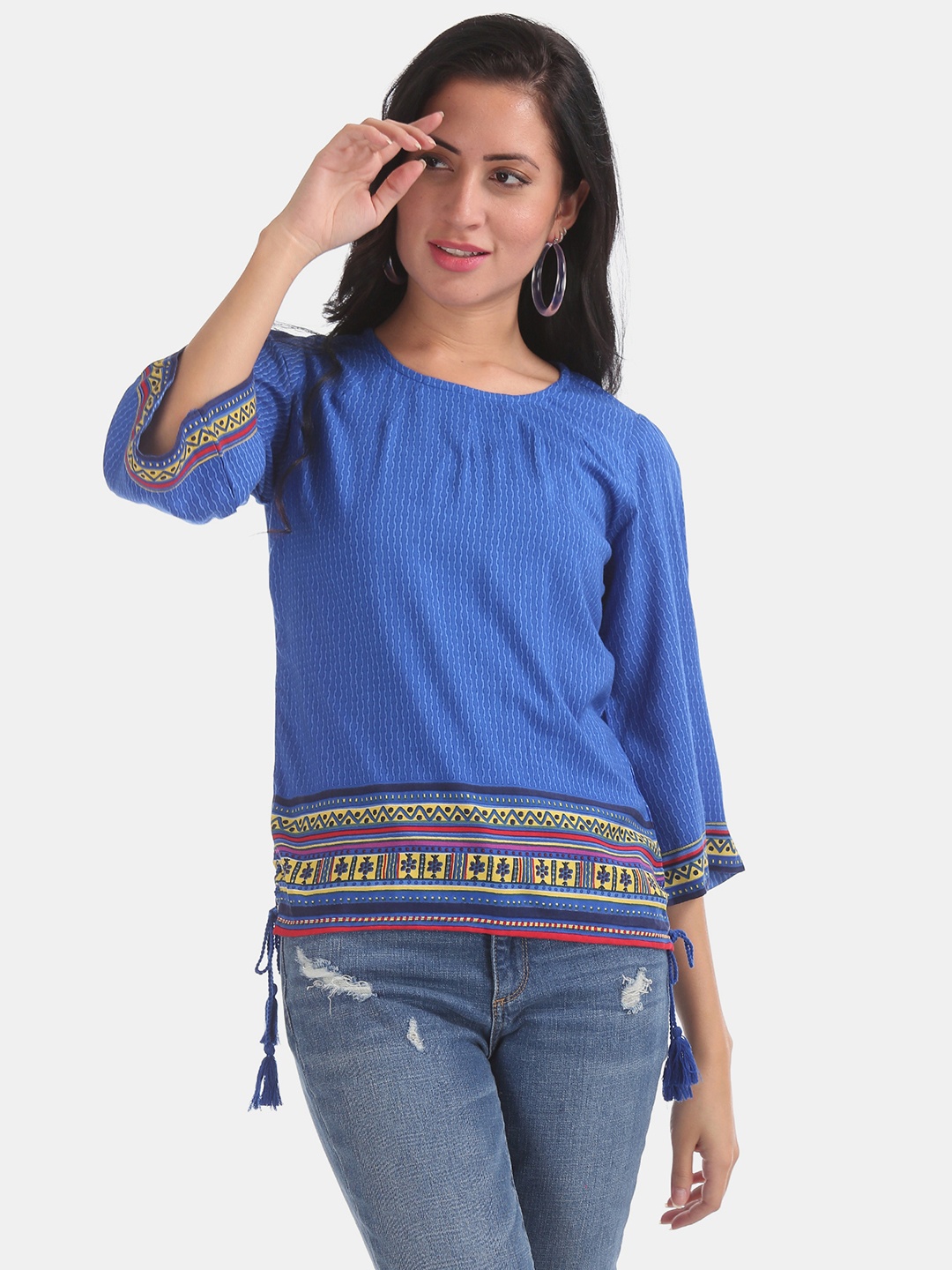 

Bronz Women Blue Printed Top