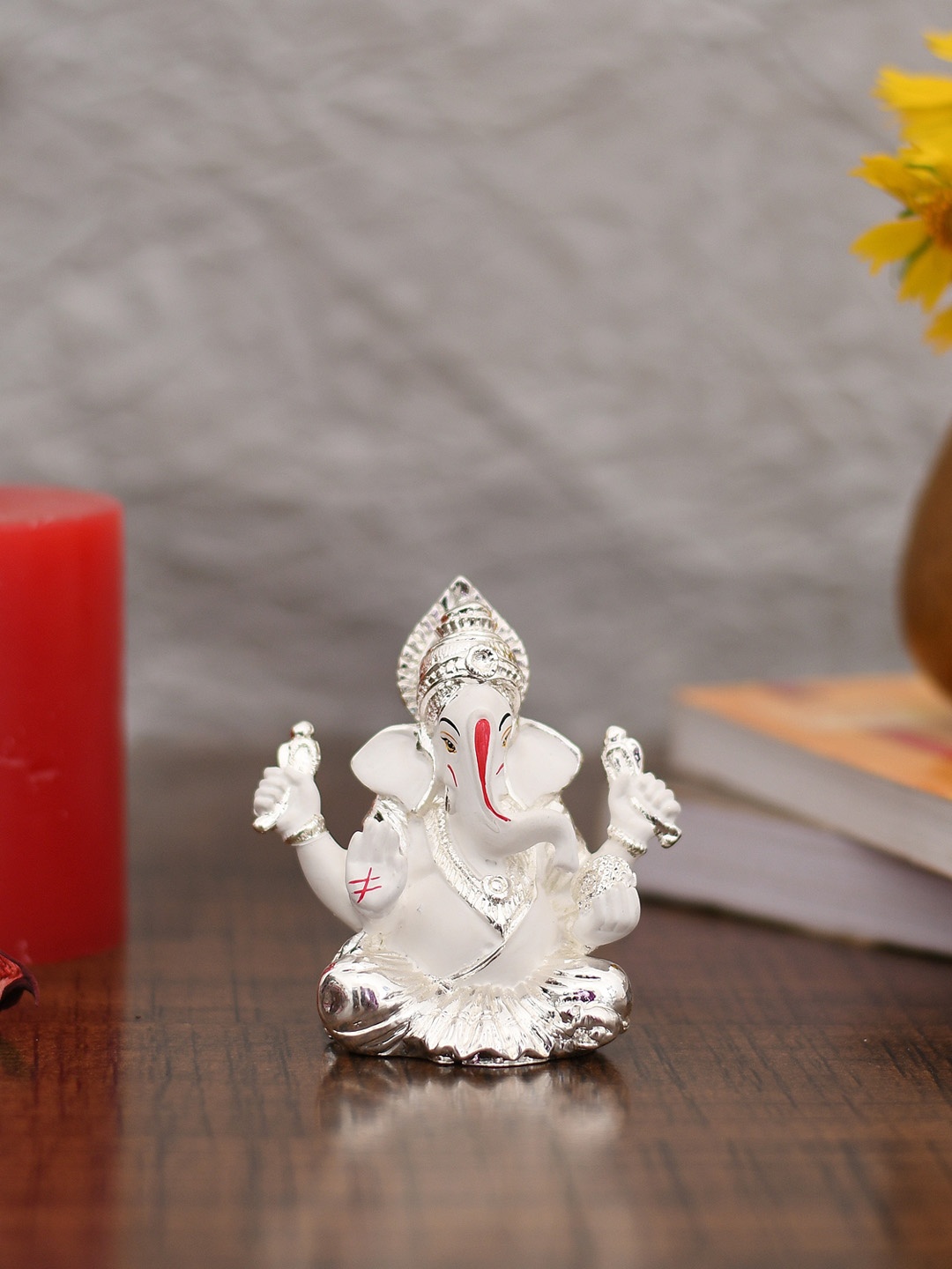

CraftVatika Silver-Toned Handcrafted Ganesha Idol Showpiece