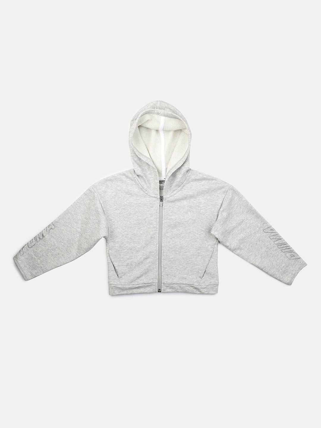 

Puma Girls Grey Melange Solid Alpha Hooded Sweat Jacket