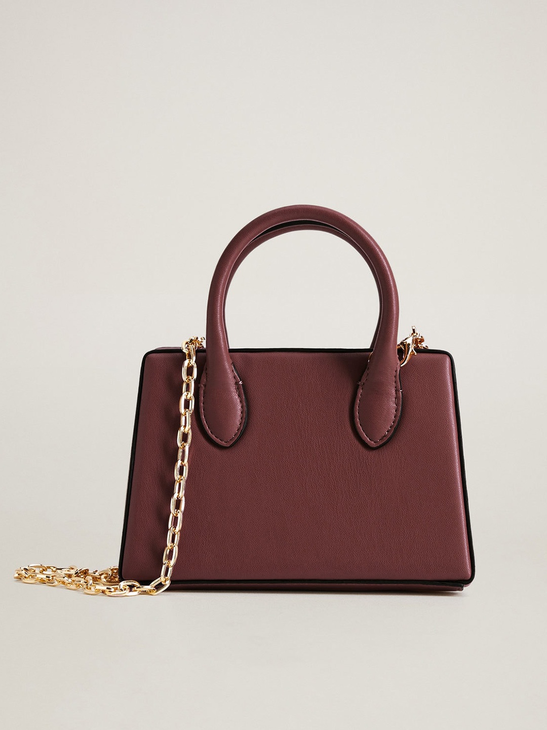 

MANGO Burgundy Solid Handheld Bag