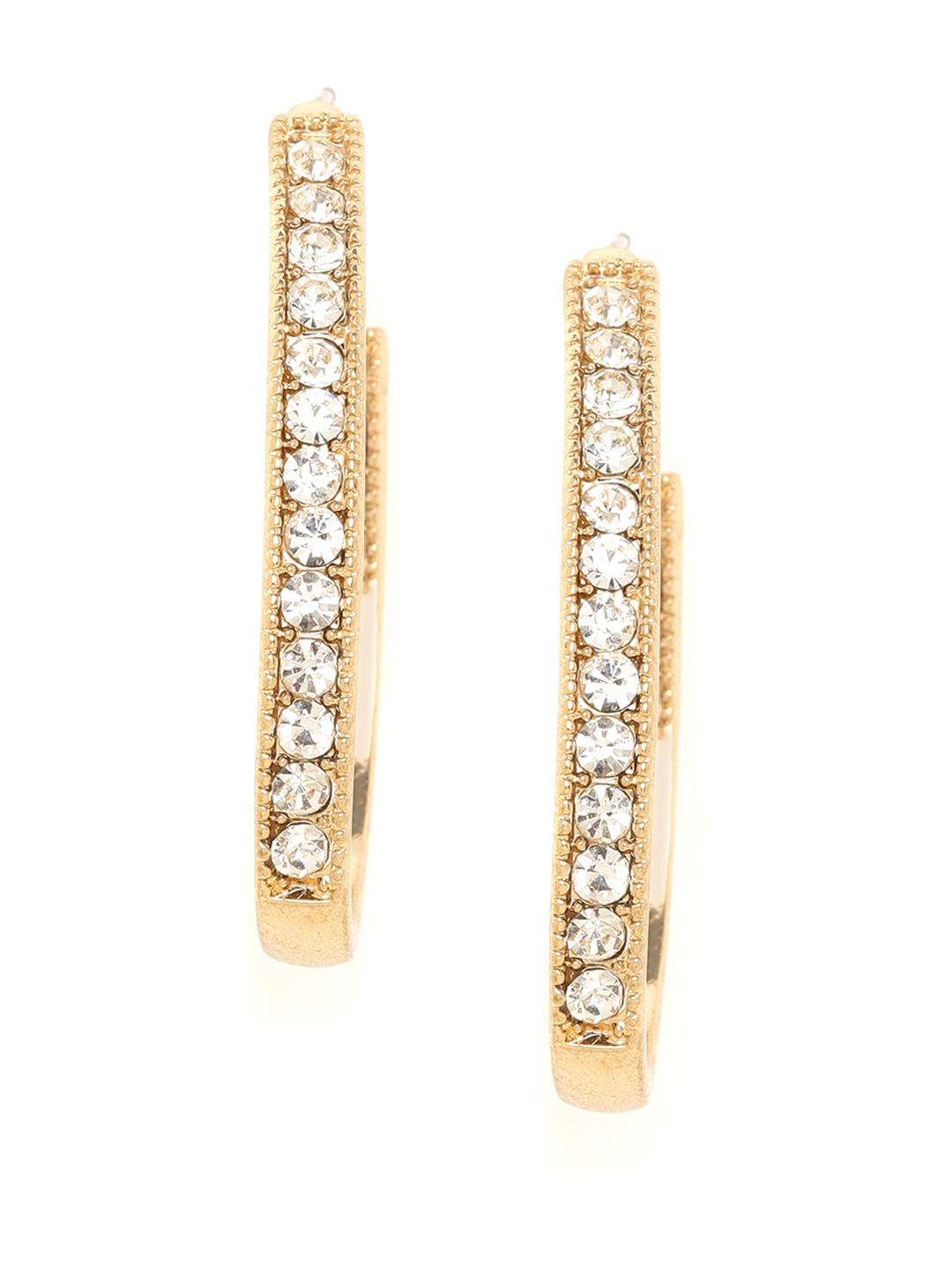 

20Dresses Gold-Toned Zircon Studded Oval Hoop Earrings