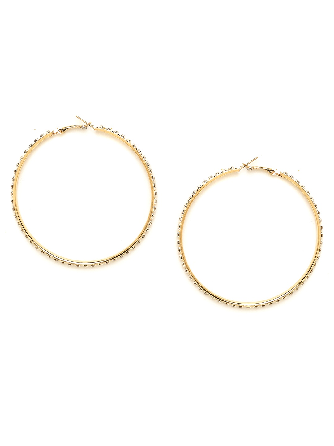 

20Dresses Gold-Toned Zircon Studded Circular Hoop Earrings