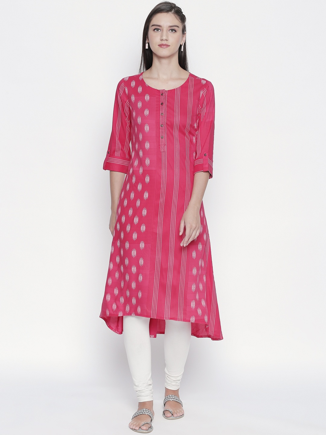 

RANGMANCH BY PANTALOONS Women Fuchsia Pink Printed A-Line Kurta