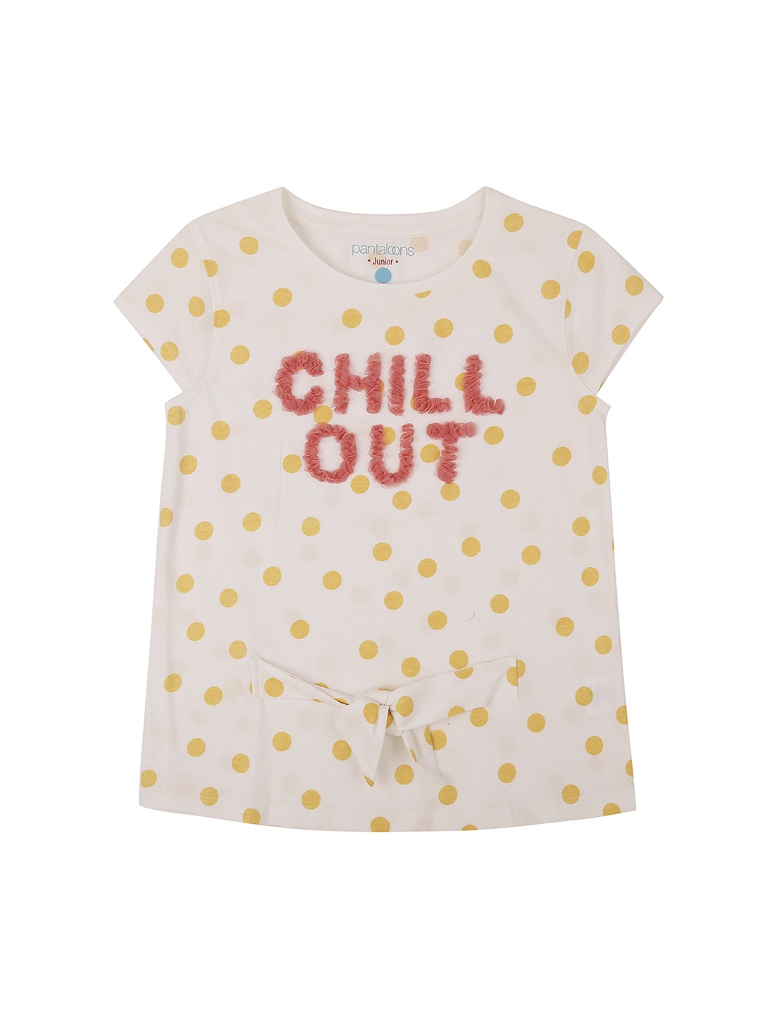 

Pantaloons Junior Girls Yellow Printed Round Neck Pure Cotton T-shirt