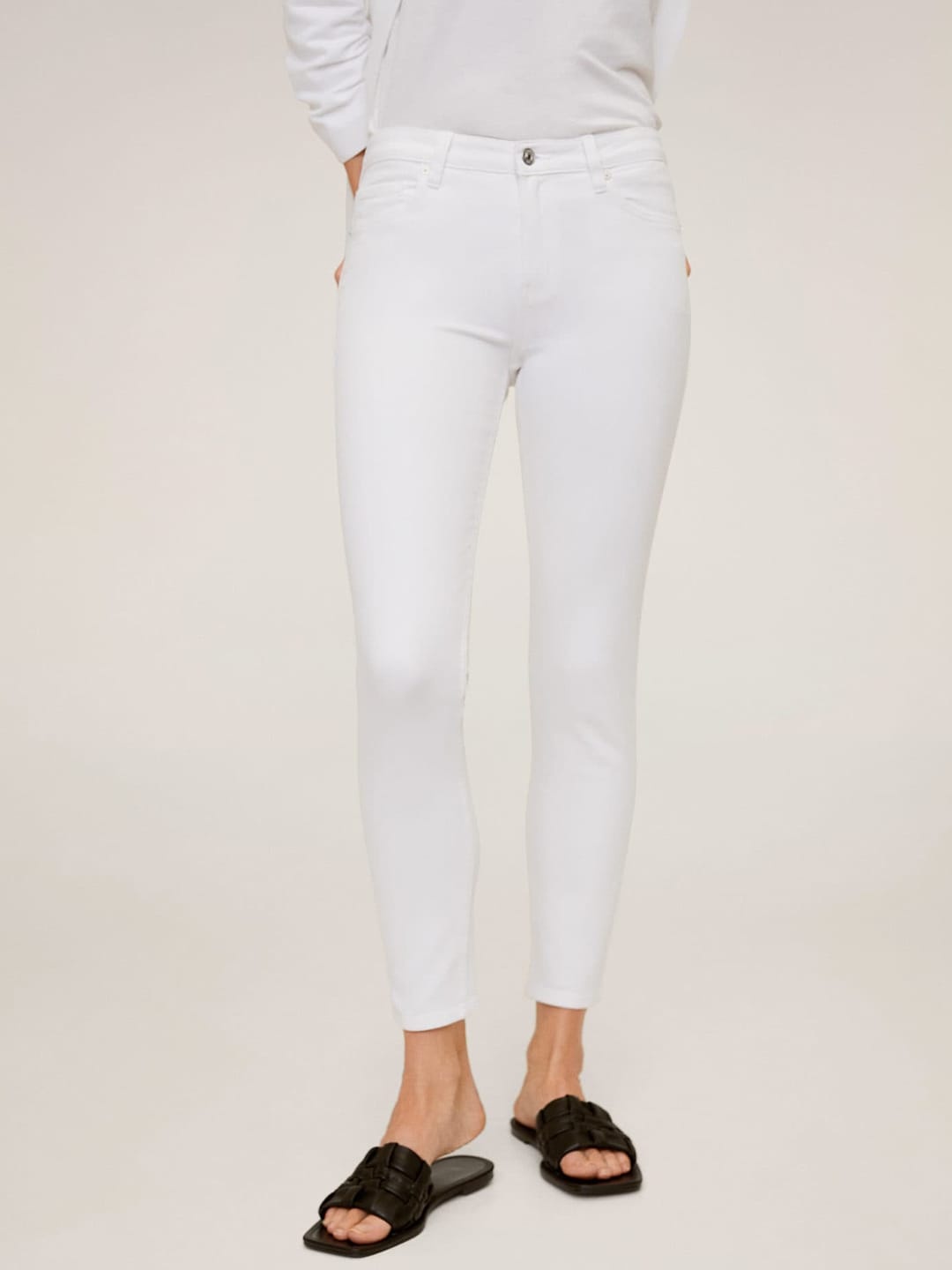 

MANGO Women White Skinny Fit Mid-Rise Clean Look Stretchable Sustainable Jeans